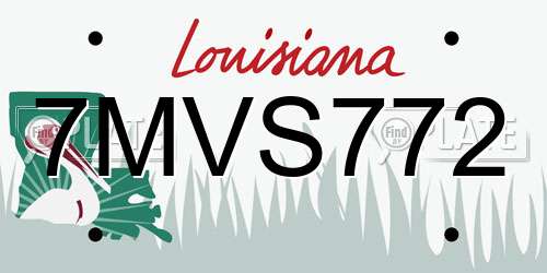 7MVS772 Louisiana License Plate