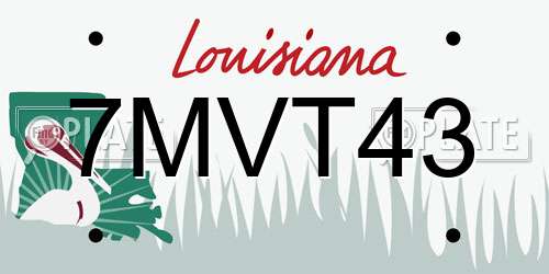 7MVT43 Louisiana License Plate