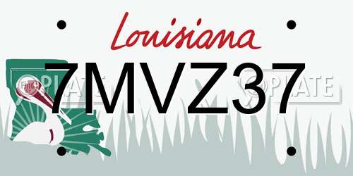 7MVZ37 Louisiana License Plate