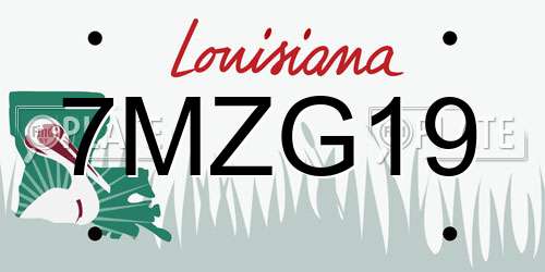 7MZG19 Louisiana License Plate
