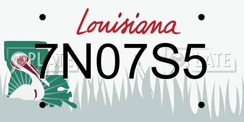 7N07S5 Louisiana License Plate