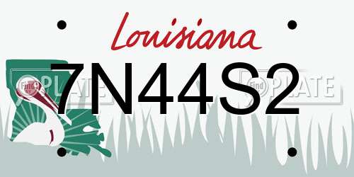 7N44S2 Louisiana License Plate