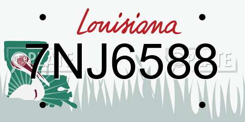 7NJ6588 Louisiana License Plate
