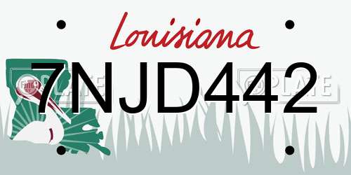 7NJD442 Louisiana License Plate