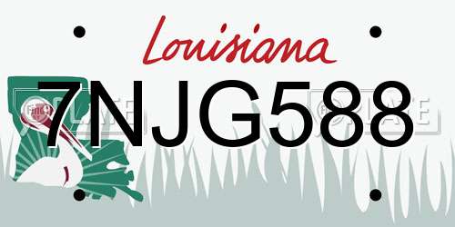7NJG588 Louisiana License Plate