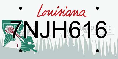 7NJH616 Louisiana License Plate