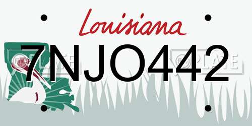 7NJO442 Louisiana License Plate