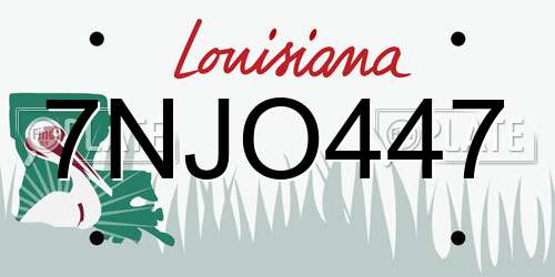 7NJO447 Louisiana License Plate