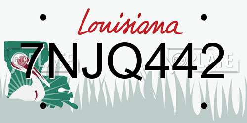 7NJQ442 Louisiana License Plate