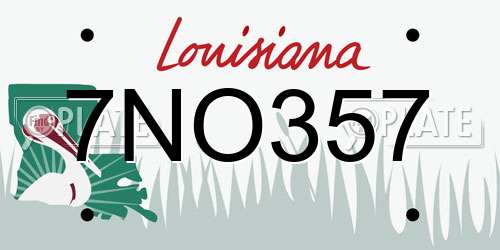 7NO357 Louisiana License Plate