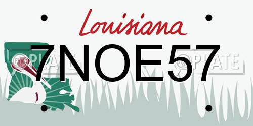 7NOE57 Louisiana License Plate