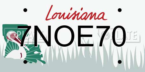 7NOE70 Louisiana License Plate