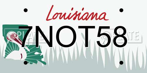 7NOT58 Louisiana License Plate