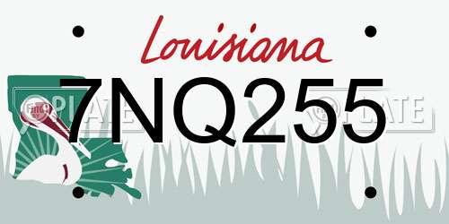 7NQ255 Louisiana License Plate