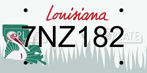 7NZ182 Louisiana License Plate