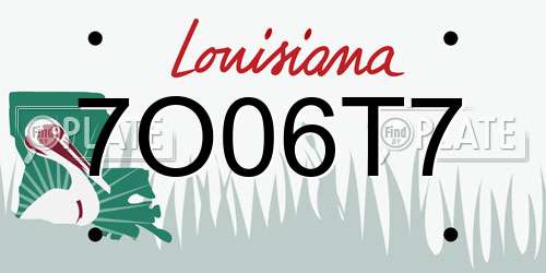 7O06T7 Louisiana License Plate