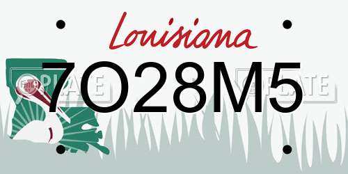 7O28M5 Louisiana License Plate