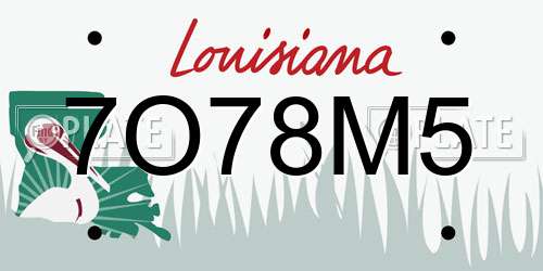 7O78M5 Louisiana License Plate