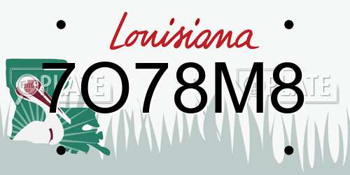 7O78M8 Louisiana License Plate