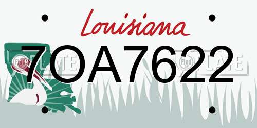 7OA7622 Louisiana License Plate