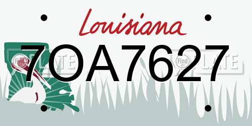 7OA7627 Louisiana License Plate