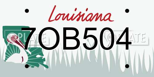 7OB504 Louisiana License Plate