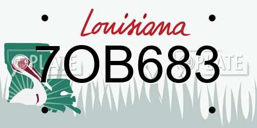7OB683 Louisiana License Plate