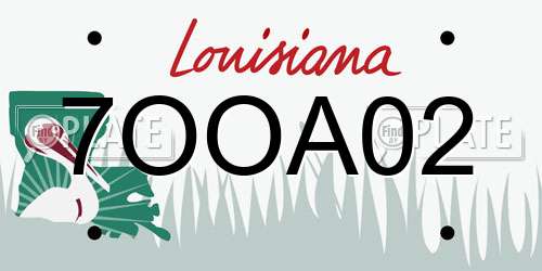 7OOA02 Louisiana License Plate