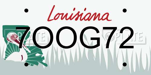 7OOG72 Louisiana License Plate