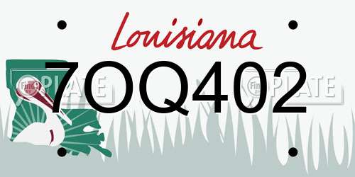 7OQ402 Louisiana License Plate