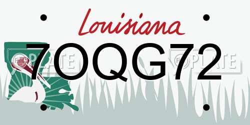 7OQG72 Louisiana License Plate