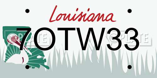 7OTW33 Louisiana License Plate