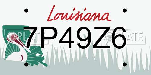 7P49Z6 Louisiana License Plate