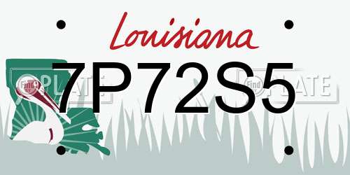 7P72S5 Louisiana License Plate