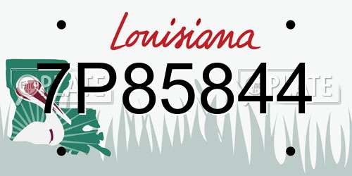 7P85844 Louisiana License Plate