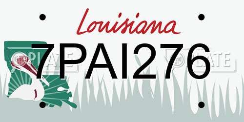 7PAI276 Louisiana License Plate