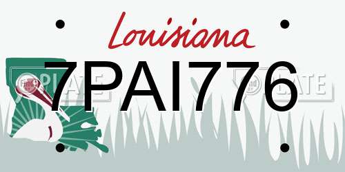 7PAI776 Louisiana License Plate