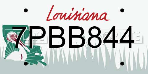 7PBB844 Louisiana License Plate