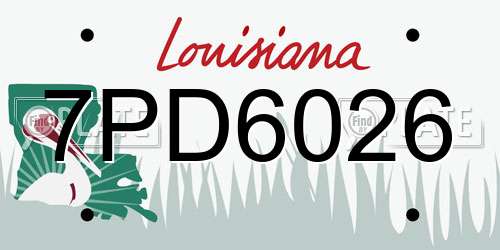 7PD6026 Louisiana License Plate