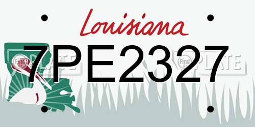 7PE2327 Louisiana License Plate