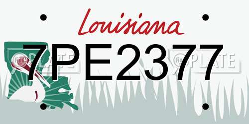 7PE2377 Louisiana License Plate