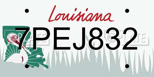 7PEJ832 Louisiana License Plate