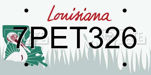 7PET326 Louisiana License Plate
