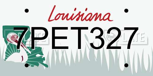 7PET327 Louisiana License Plate