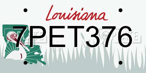 7PET376 Louisiana License Plate