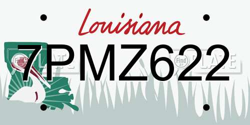 7PMZ622 Louisiana License Plate