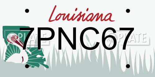 7PNC67 Louisiana License Plate