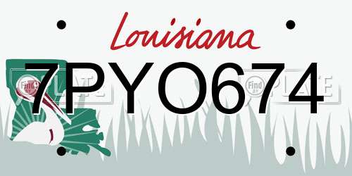 7PYO674 Louisiana License Plate