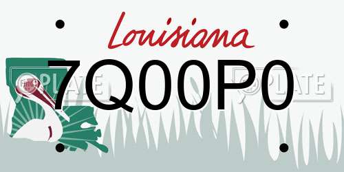 7Q00P0 Louisiana License Plate
