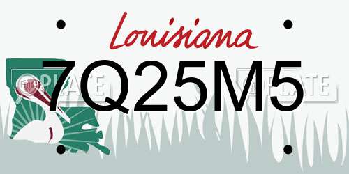 7Q25M5 Louisiana License Plate